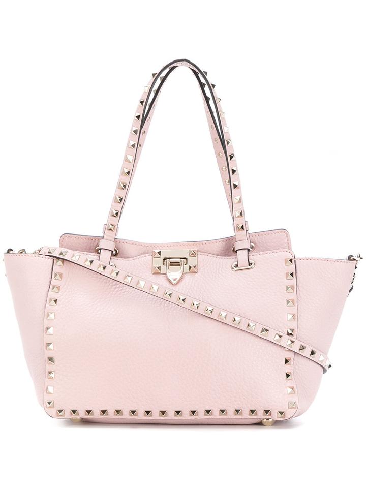 Valentino - Valentino Garavani Rockstud Trapeze Tote - Women - Calf Leather/metal - One Size, Pink/purple, Calf Leather/metal
