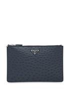 Prada Logo Plaque Clutch Bag - Blue