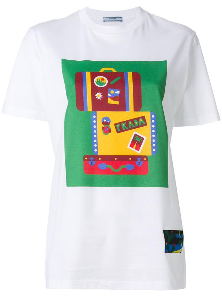 Prada Suitcase Print T-shirt - White
