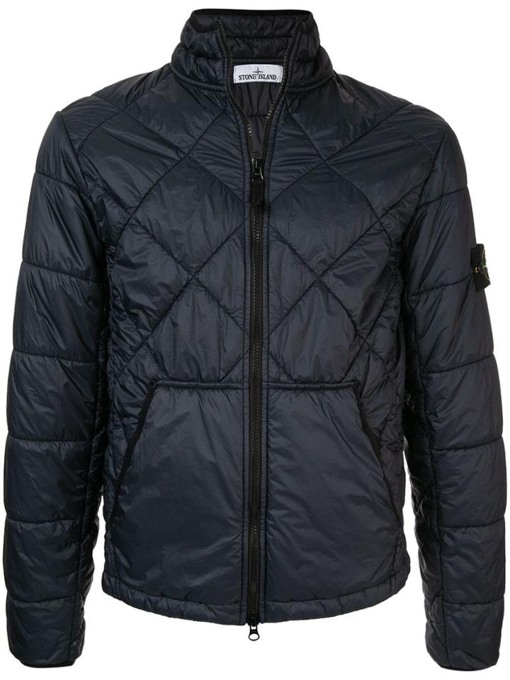 Stone Island Quilted High Neck Jacket - Blue