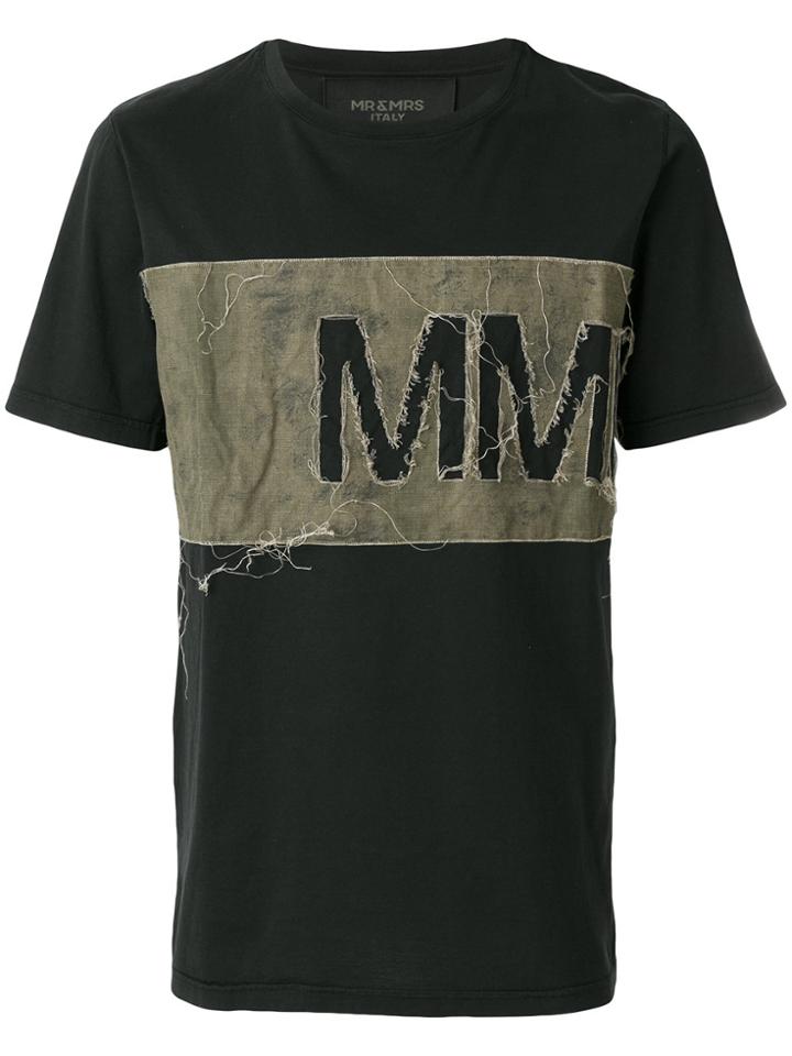 Mr & Mrs Italy Distressed Chest Panel T-shirt - Black