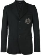 Dolce & Gabbana Crest Patch Blazer, Men's, Size: 50, Black, Acetate/viscose/glass