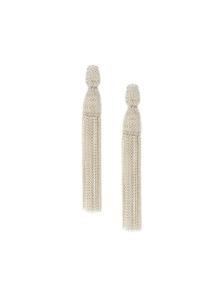 Oscar De La Renta Chain Tassel Clip-on Earrings