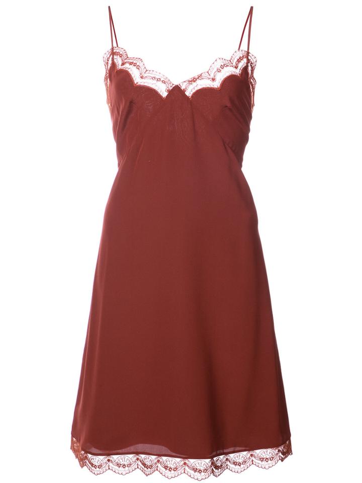 Chloé Lace Trimmed Slip Dress - Red