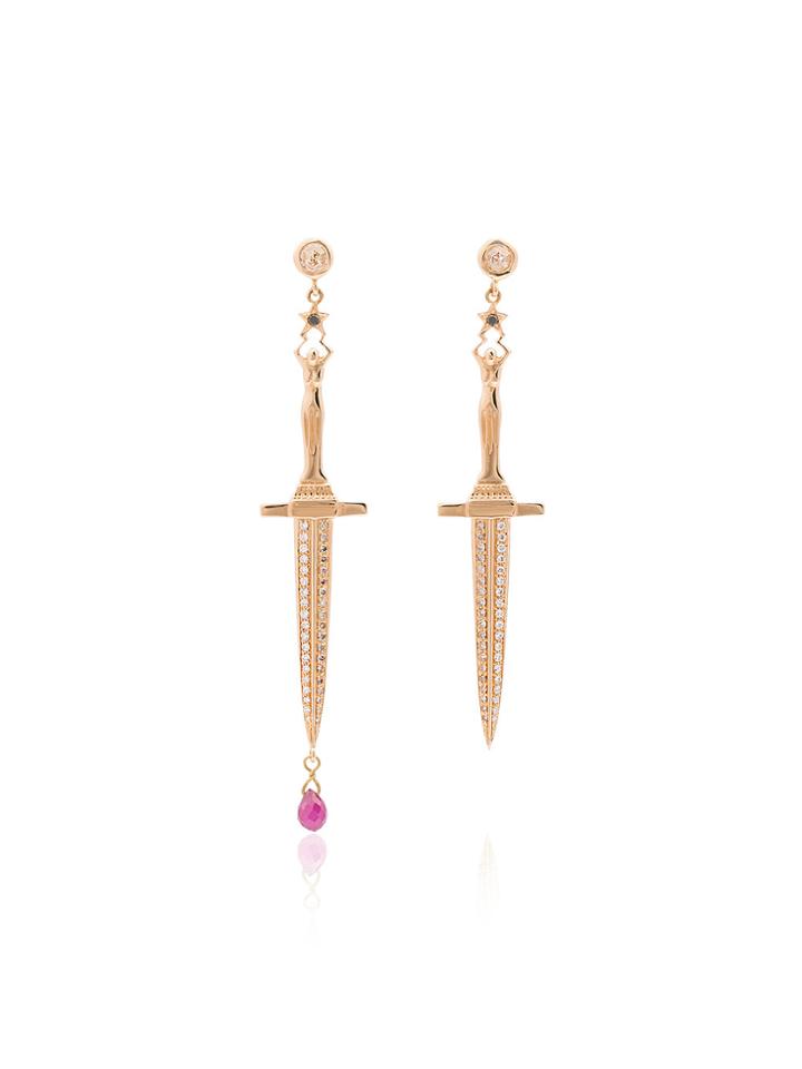 Pamela Love 18k Yellow Gold Diamond Dagger Earrings - Metallic
