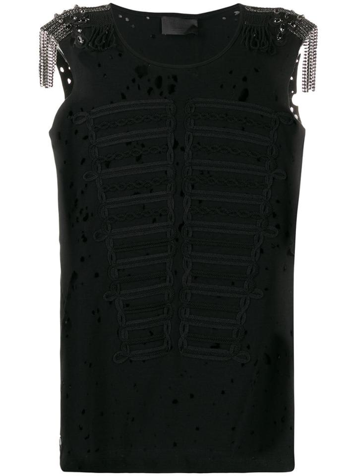 Philipp Plein Embellished Shoulder Vest - Black