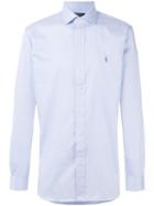 Logo Embroidered Checked Shirt - Men - Cotton/spandex/elastane - 15, Blue, Cotton/spandex/elastane, Polo Ralph Lauren