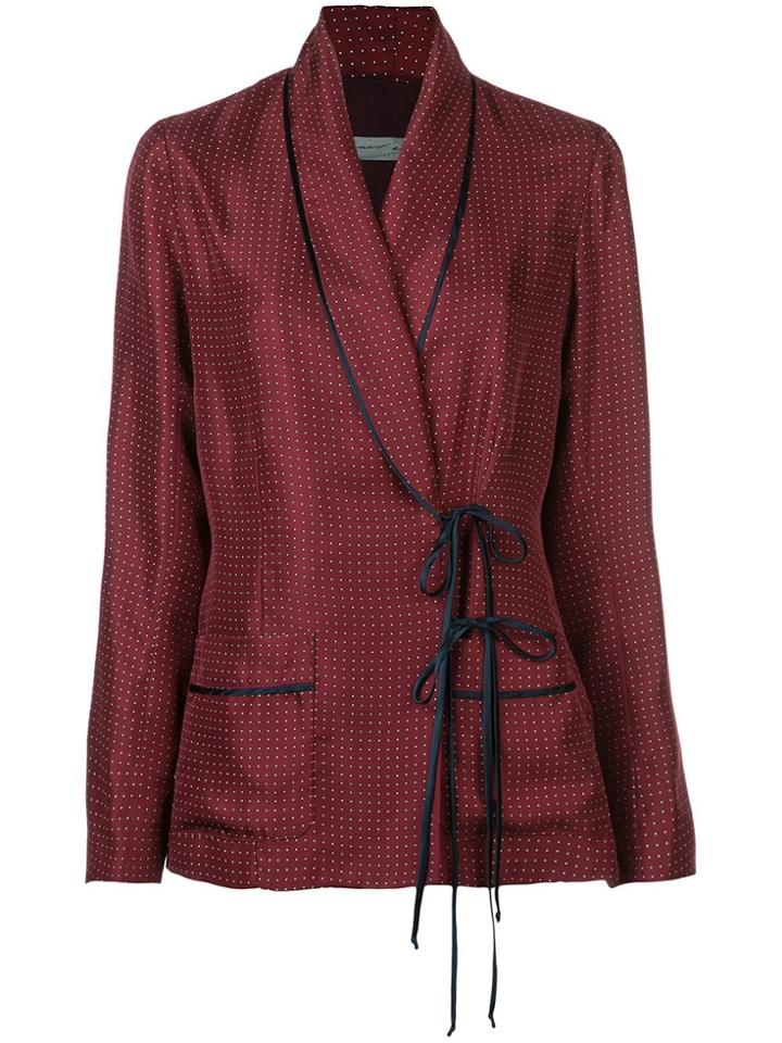 Raquel Allegra Polka Dot Wrap Blazer - Red