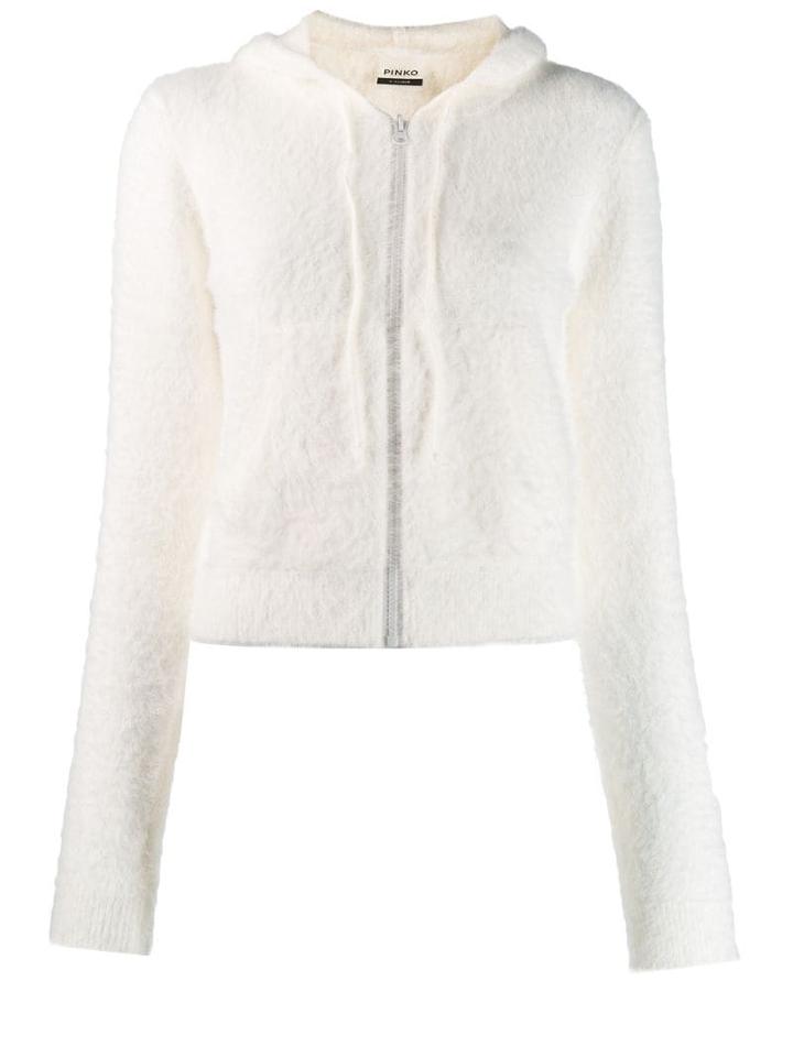 Pinko Long Sleeve Textured Hoodie - White
