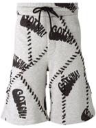 Palm Angels Contrast-stitch Slogan Shorts - Grey