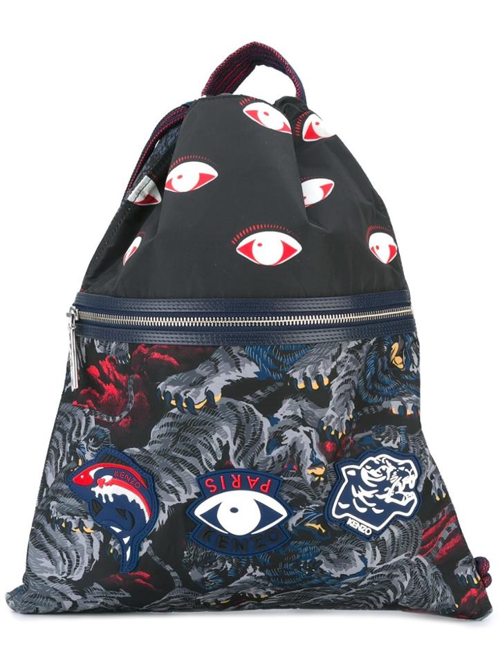 Kenzo 'flying Tiger' Drawstring Backpack - Black