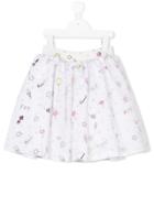Love Made Love Party Print Full Skirt - White