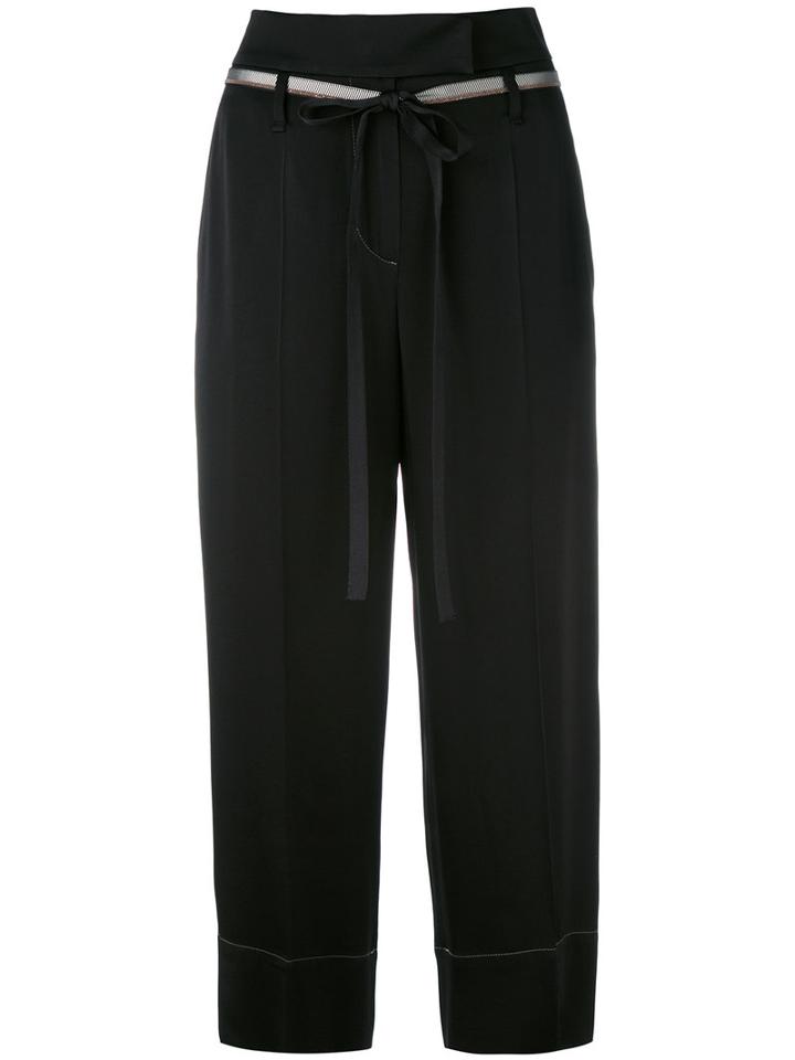Brunello Cucinelli - Cropped Trousers - Women - Polyester/acetate/cupro/viscose - 44, Black, Polyester/acetate/cupro/viscose