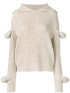 Jw Anderson Desert Rib-knit Hoodie With Puff Sleeves - Brown