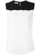 Prada Contrast Panel Blouse, Women's, Size: 40, White, Silk
