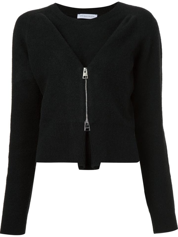 J.w.anderson Front Zip Jumper, Women's, Size: Small, Black, Wool