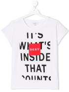 Dkny Kids Teen Slogan Print Logo - White