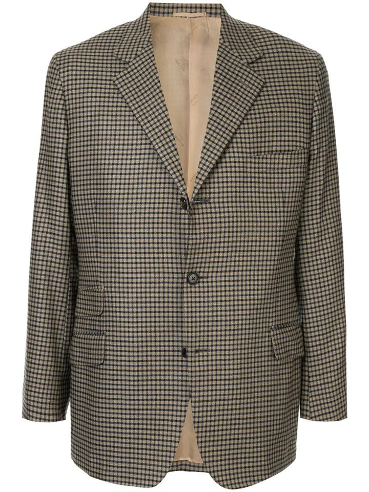 Hermès Pre-owned Cashmere Checked Blazer - Brown