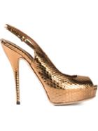 Gucci Vintage Peep-toe Sling Back Pumps