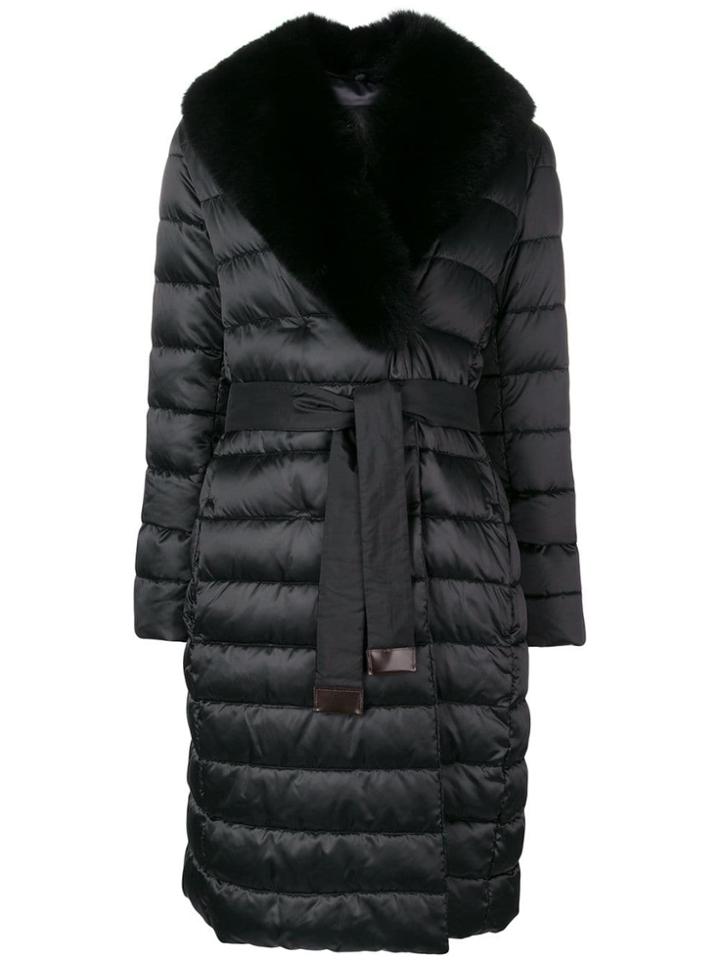 's Max Mara Belted Padded Midi Coat - Black