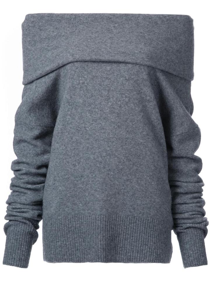 Le Ciel Bleu Off-shoulders Jumper, Women's, Size: 36, Grey, Nylon/polyurethane/wool
