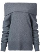 Le Ciel Bleu Off-shoulders Jumper, Women's, Size: 36, Grey, Nylon/polyurethane/wool