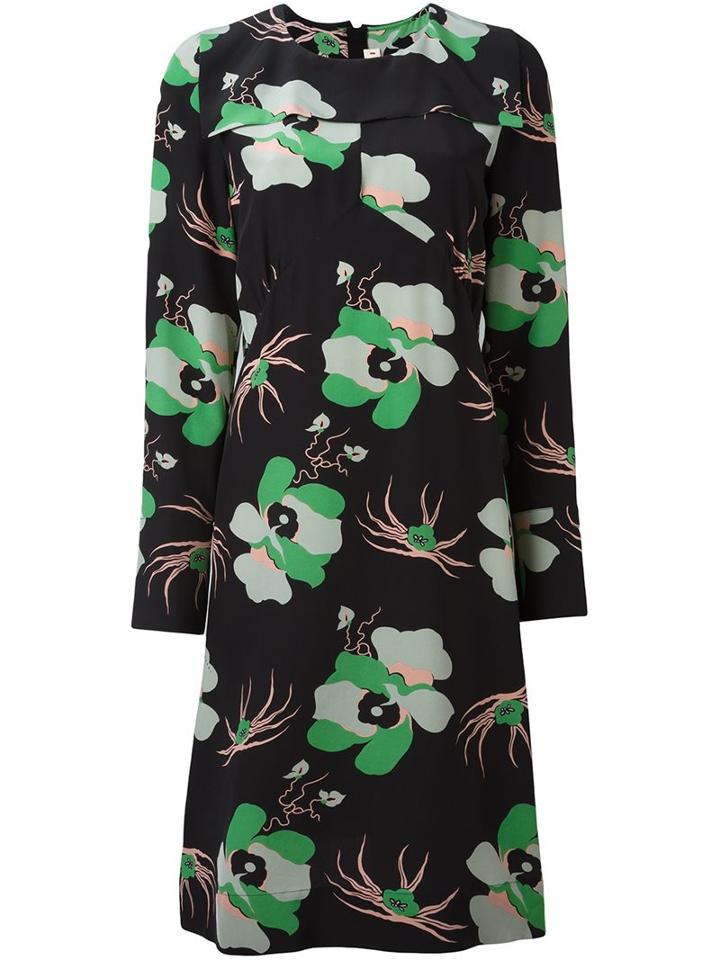 Marni Dakota Print Dress, Women's, Size: 42, Black, Silk