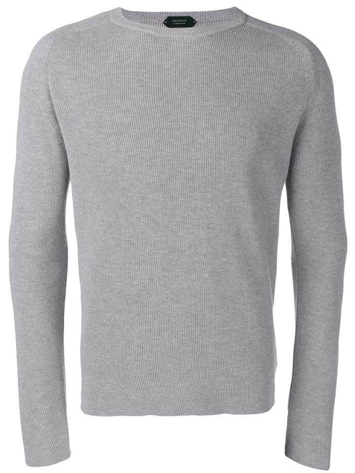 Zanone Ribbed Crewneck Jumper - Grey