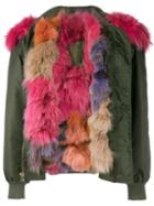 Mr & Mrs Italy Raccoon Fur-trimmed Bomber Jacket, Women's, Size: Medium, Green, Polyamide/polyurethane/fox Fur/racoon Fur