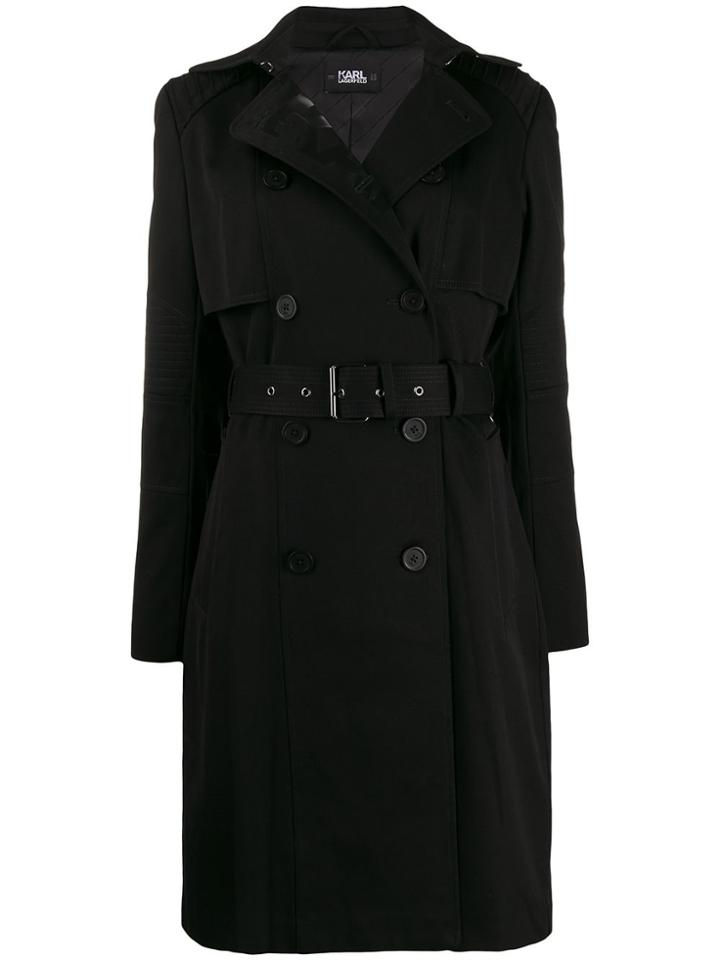 Karl Lagerfeld Belted Trench Coat - Black