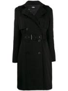 Karl Lagerfeld Belted Trench Coat - Black