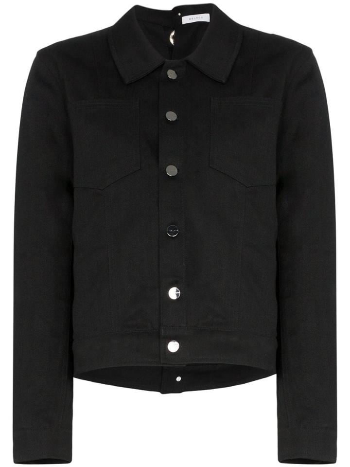 Delada Eyelet Rear Fastening Denim Jacket - Black