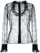 Magda Butrym Sheer Lace Shirt, Women's, Size: 40, Black, Polyamide/silk