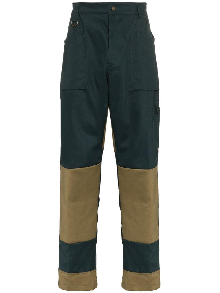 Gmbh Viktor Straight Leg Contrasting Panel Trousers - Green