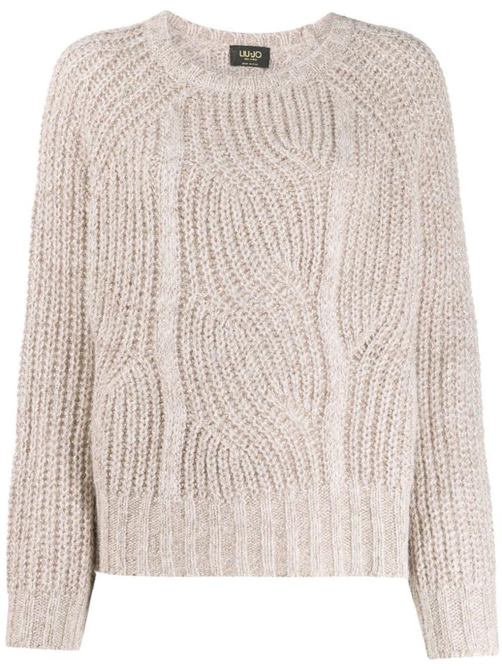 Liu Jo Crew-neck Cable Knit Jumper - Neutrals