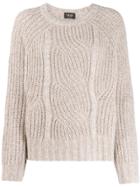 Liu Jo Crew-neck Cable Knit Jumper - Neutrals