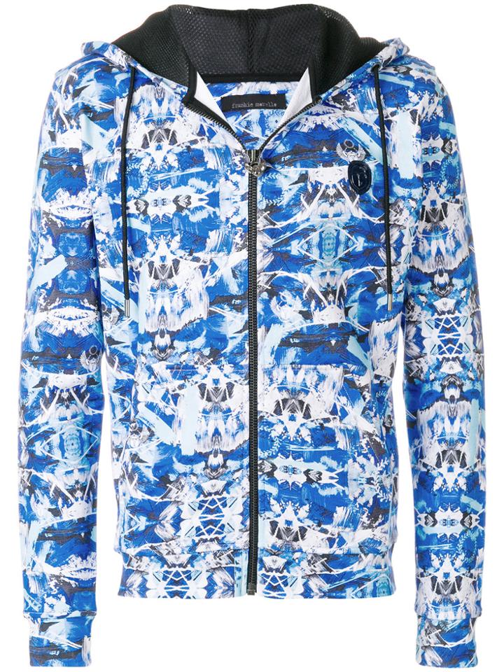 Frankie Morello Printed Zip Hoodie - Blue