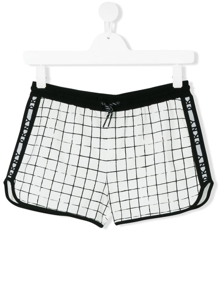 Dkny Kids - Check Track Shorts - Kids - Cotton - 16 Yrs, Black