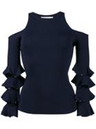 Jonathan Simkhai Cold-shoulder Ruffled Top - Blue