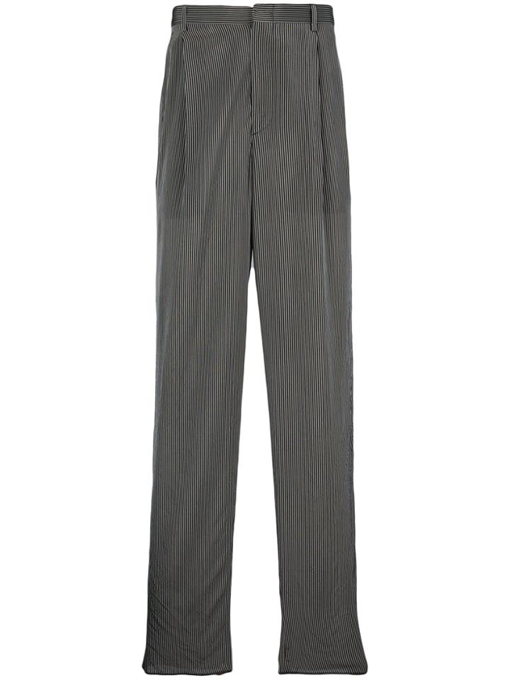 Giorgio Armani Striped Loose Fit Trousers - Black