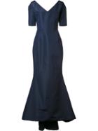 Carolina Herrera Faille Dress, Women's, Size: 10, Blue, Silk