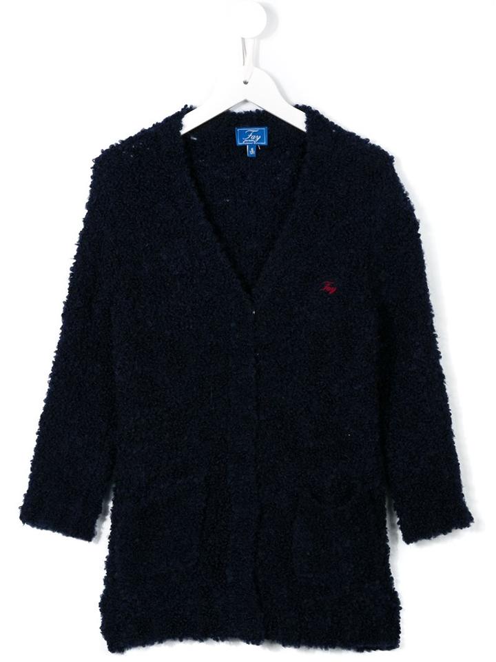 Fay Kids Terryclotch Cardigan, Girl's, Size: 10 Yrs, Blue