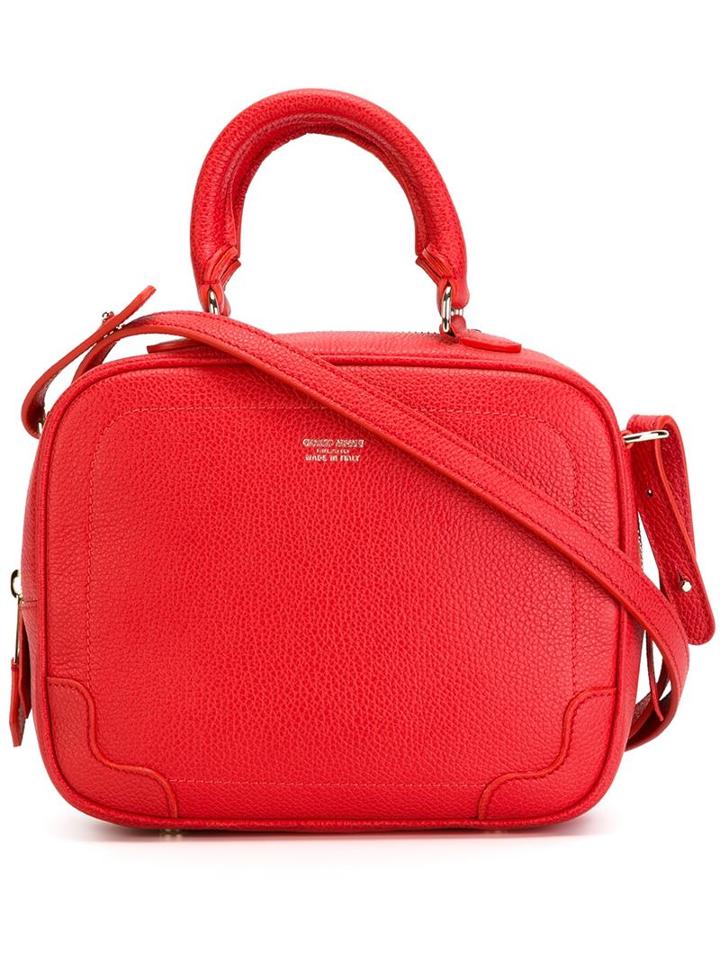 Giorgio Armani Structured Tote, Women's, Red, Calf Leather
