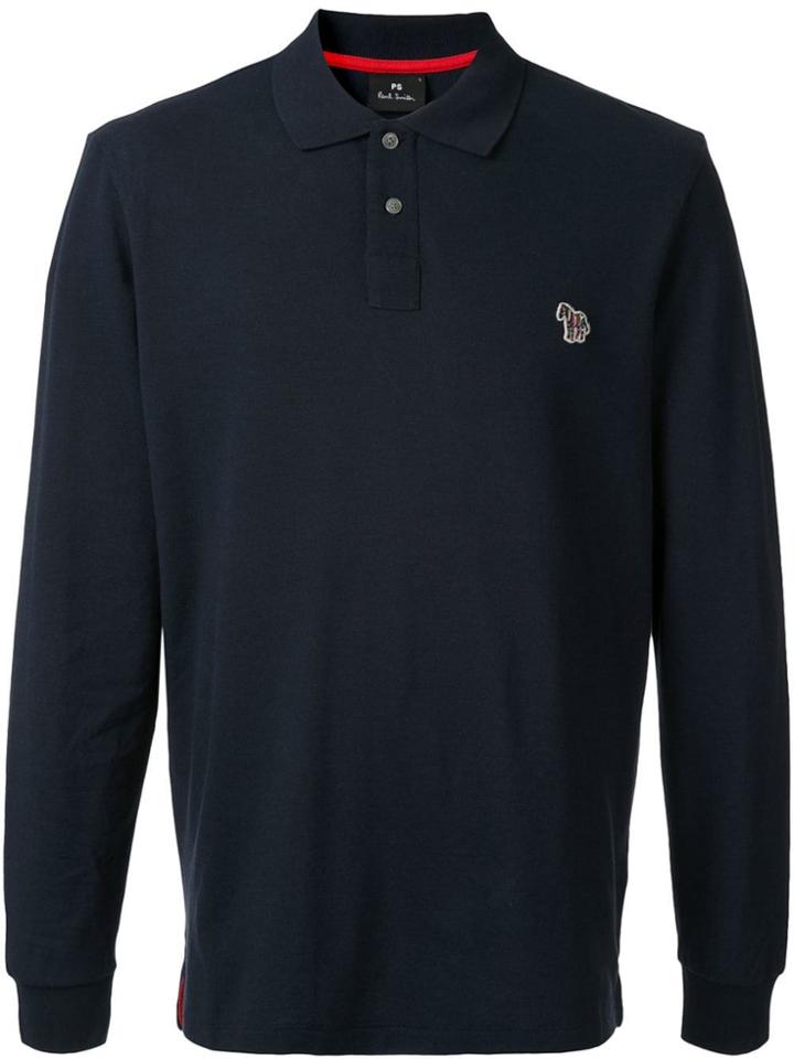 Ps Paul Smith Long Sleeved Polo Top - Blue