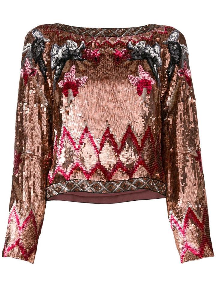 Alberta Ferretti Sequin Patterned Blouse - Pink