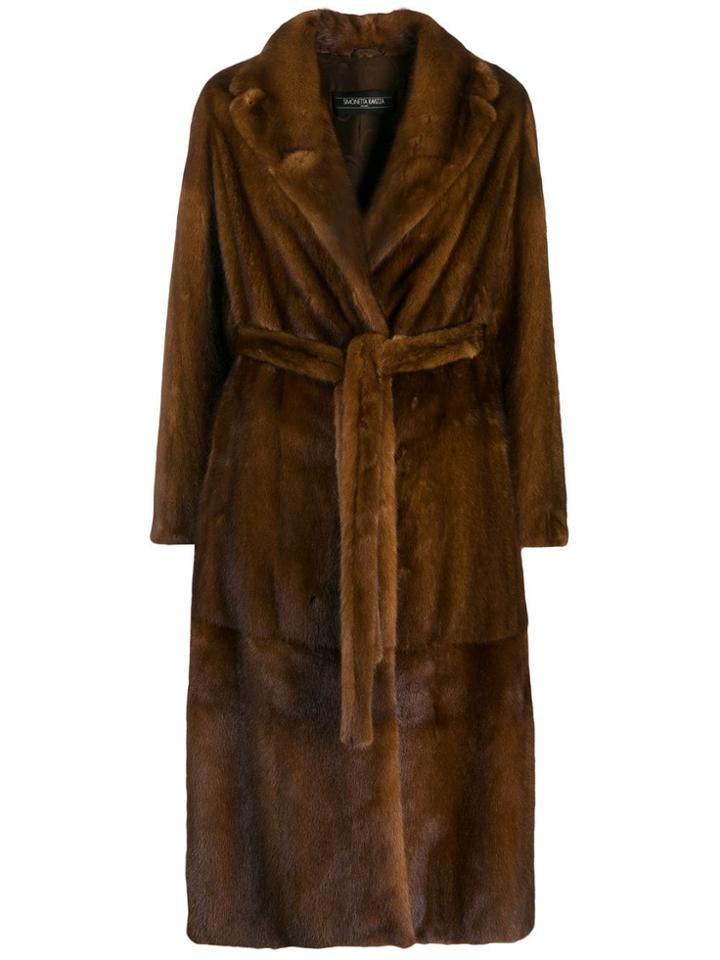 Simonetta Ravizza Belted Long Coat - Brown