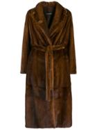 Simonetta Ravizza Belted Long Coat - Brown