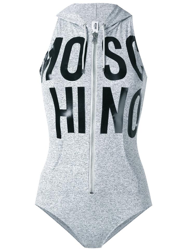Moschino - Zip Front Hooded Swimsuit - Women - Polyamide/spandex/elastane - 1, Grey, Polyamide/spandex/elastane