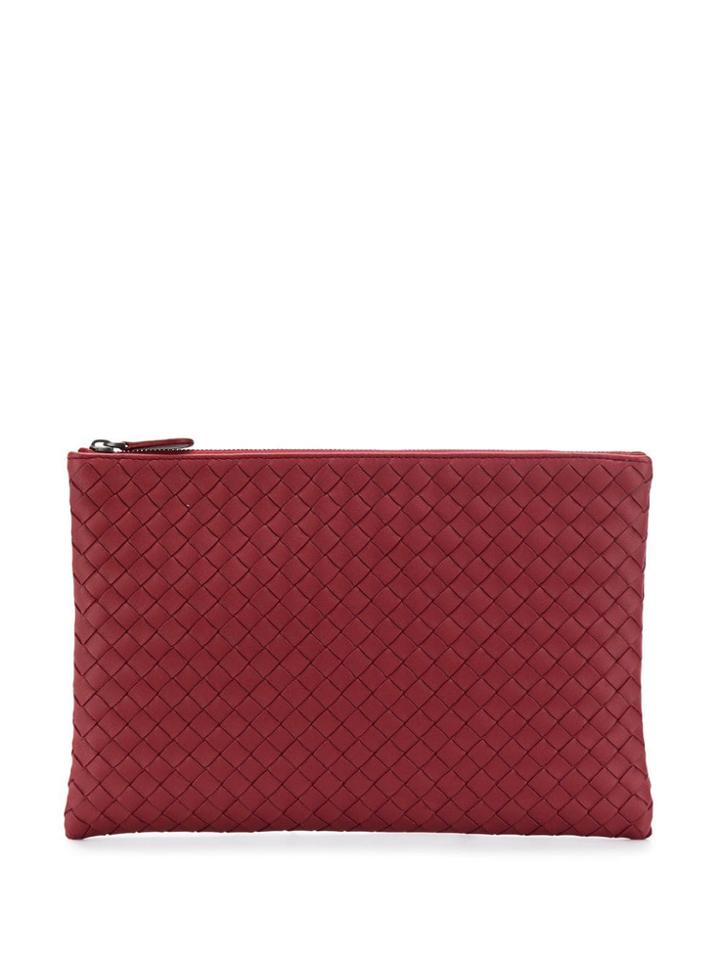 Bottega Veneta Intrecciato Zipped Pouch - Red