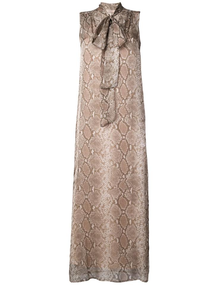 Twin-set Snakeskin Print Bow Tie Dress - Nude & Neutrals